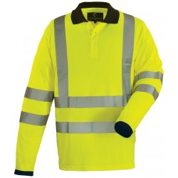 YARD Polo manches longues hiviz+ bandes retro, polycoton, 190g/m², jaune