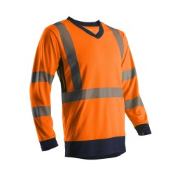 SUNO T-shirt hivz ML 100% polyester UPF50, 140g/m² bandes segmentées, orange