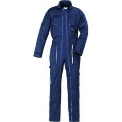 NAVY Combinaison 2 zips, coton-poly, marine/gris, 245g/m²