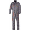 PADDOCK Combin. de travail, coton-poly, gris/orange, 245g/m²