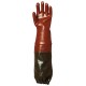 QUALI. SUP. Gants PVC rouges, manchette PVC vert, 65 cm