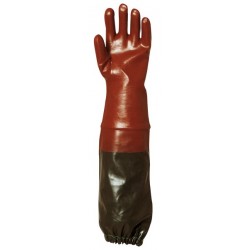 Gants PVC rouges, QUALI. SUP. manchette PVC vert, 65 cm