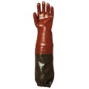 QUALI. SUP. Gants PVC rouges, manchette PVC vert, 65 cm