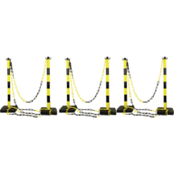 KIT 6 POTEAUX PVC 4 KG A LESTER + 12,5 M CHAINE JAUNE/NOIR