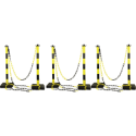KIT 6 POTEAUX PVC 4 KG A LESTER + 12,5 M CHAINE JAUNE/NOIR