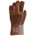 CROÛTE VACHETTE Gants docker paume molletonnée, toile marron