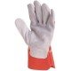 CROÛTE VACHETTE SUPÉRIEURE Gants docker gris, toile rouge