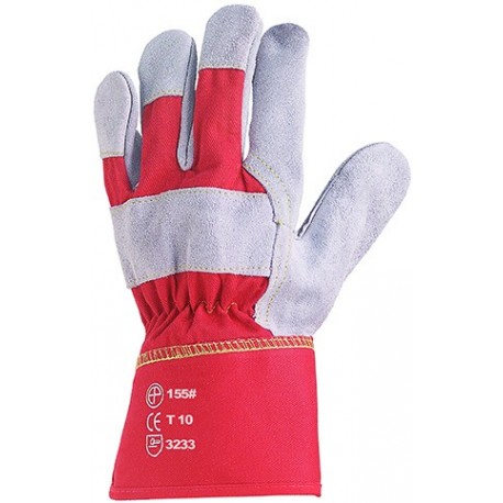 CROÛTE VACHETTE SUPÉRIEURE Gants docker gris, toile rouge