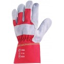 CROÛTE VACHETTE SUPÉRIEURE Gants docker gris, toile rouge