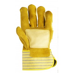 CROÛTE VACHETTE Gants docker, paume renfort fleur, jaune