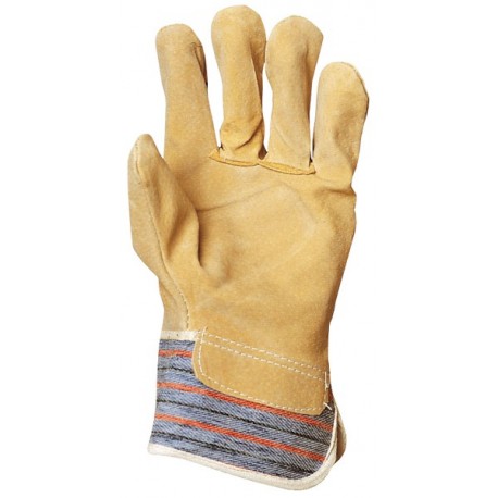 CROÛTE PORC Gants docker, toile bayadère, paume doublée coton