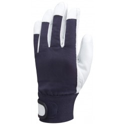 CHÈVRE Gants dos jersey bleu, poignet serrage autogrippant