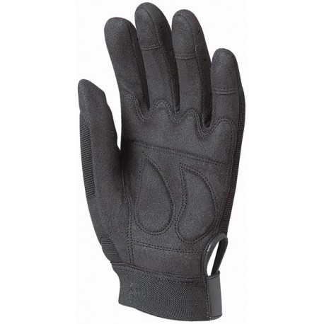 CUIR SYNTH. Gants noirs, paume renf., poignet serrage autogrip.