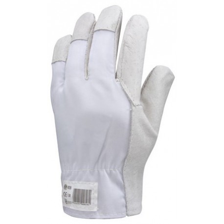 FLEUR PORC Gants maîtrise, dos toile blanche, élastique de serrage