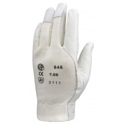FLEUR CHÈVRE Gants maîtrise dos jersey blanc