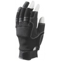 SYNTH. AUTOGRIP Mitaines 3 doigts ouverts. Noir, paume renforcée.