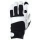 CHÈVRE Gants maîtrise, renfort polyester index/pouce/bouts des doigts/dos, noir et blanc