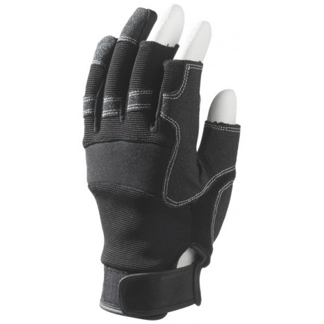 SYNTH. AUTOGRIP Mitaines 3 doigts ouverts. Noir, paume renforcée.