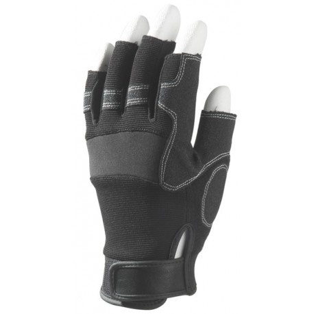 SYNTH. AUTOGRIP Mitaines 5 doigts ouverts. Noir, paume renforcée.