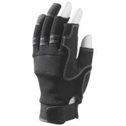 SYNTH. AUTOGRIP Mitaines 3 doigts ouverts. Noir, paume renforcée.