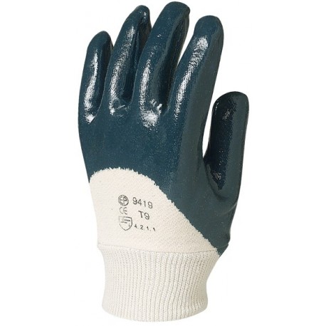 ÉCONOMIQUE Gants coton, dos aéré, end. nitrile bleu