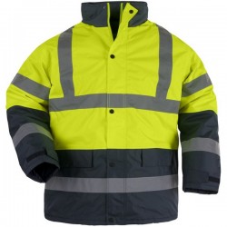 ROADWAY Parka matelassée étanche, 300D poly. hi-viz, jaune/marine, sachet broch.