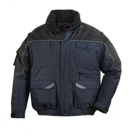 RIPSTOP 2/1 Blouson imper. multipoche, manches amov., marine/noir