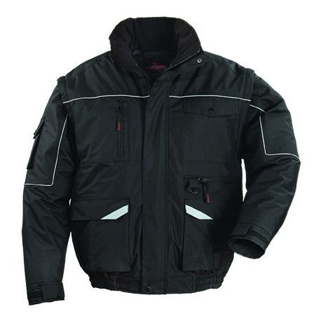 RIPSTOP 2/1 Blouson imper. multipoche, manches amov., noir