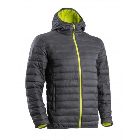 KUMA Veste doudoune gris/jaune, zip jaune, doublure polyamide 38g/m²