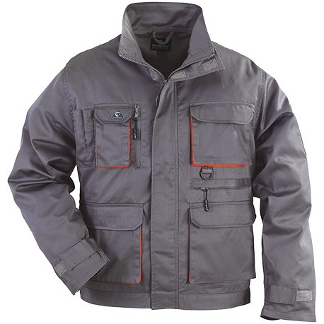 PADDOCK Veste de travail, coton-poly, gris/orange, 245g/m²