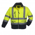 STATION Veste polaire hi-viz 2/1, manches amov., jaune/marine, 330g/m²