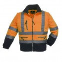 STATION Veste polaire hi-viz 2/1, manches amov., orange/marine, 330g/m²