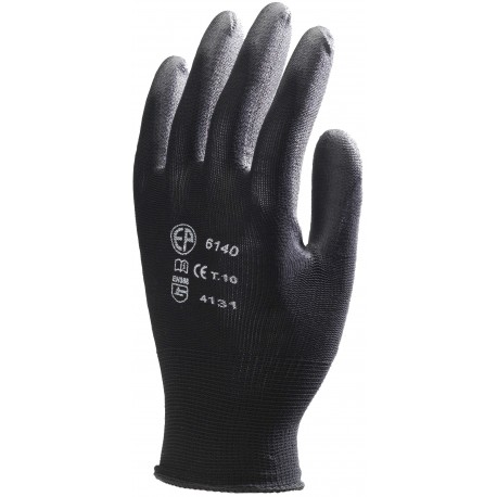 DEXTÉRITÉ QUALI. SUP. Gants poly. noir, jauge 13, end. PU noir